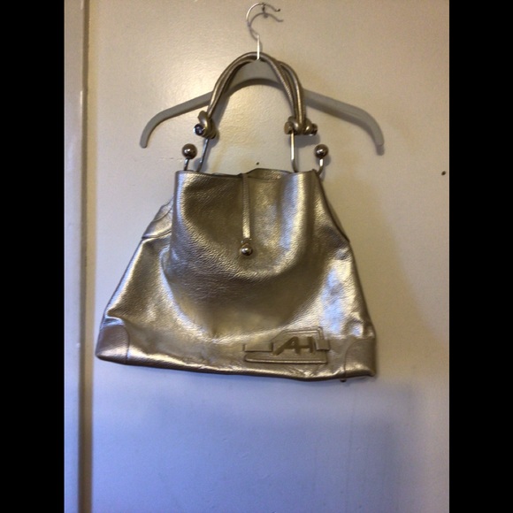 Anya Hindmarch Handbags - - Anya Hindmarch gold leather handbag with gold accent Sz Extra large rare…